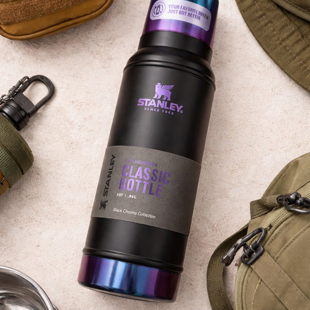 NEW STANLEY BLACK CHROMA LEGENDARY BOTTLE 1.0 QT LIMITED EDITION THERMOS